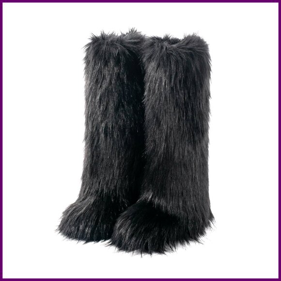 Women's Knee-High Snow Boots Size 11 Faux Fur Trim Insulated Slip Resistant